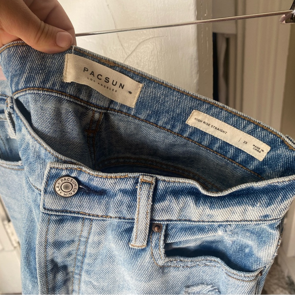PacSun High Rise Straight Leg Ripped Jeans - Picture 3 of 4